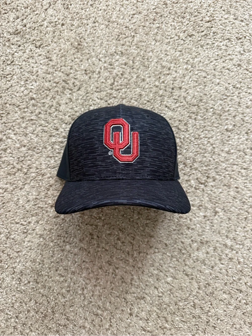 Nike Jordan OU Black/Charcoal Heather Gray Hat with Crimson Red OU Logo Mens S/M